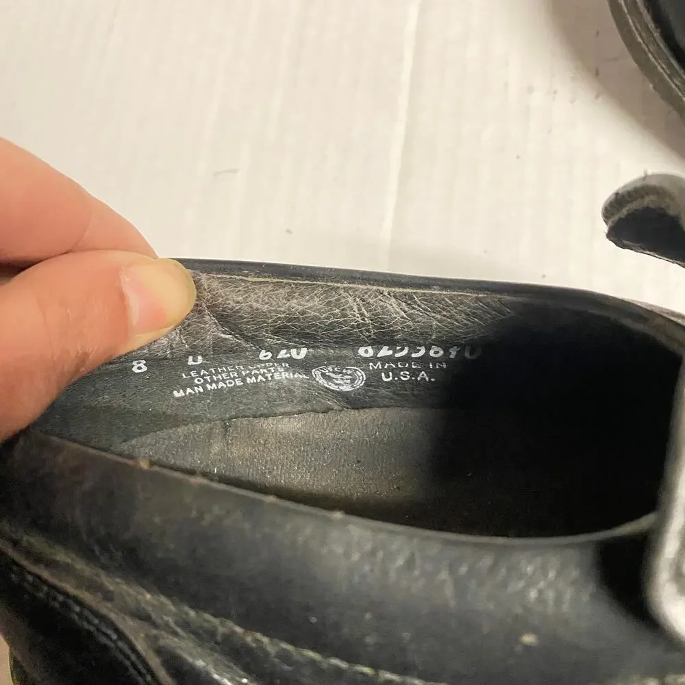 Footonic II Black Leather Slip-On Loafer Shoes Men's Size 8 Vintage